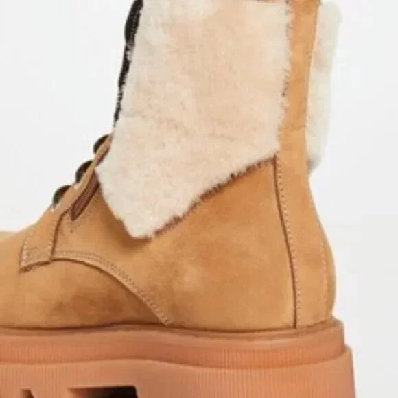 Voile Blanche Cleofe Beige Shearling Leather Booties for Women Size 38 EU New - Picture 10 of 12